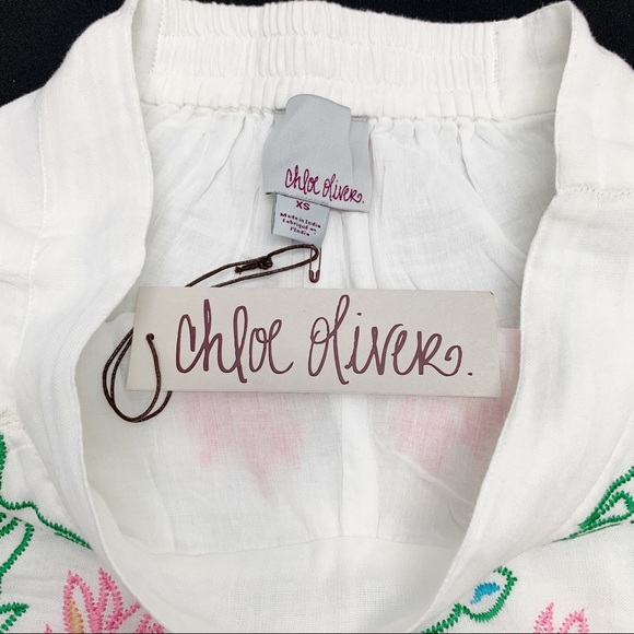 NWT “Coral Reef" Embroidered Lined Ivory Shorts by Chloe Oliver - Picture 5 of 5